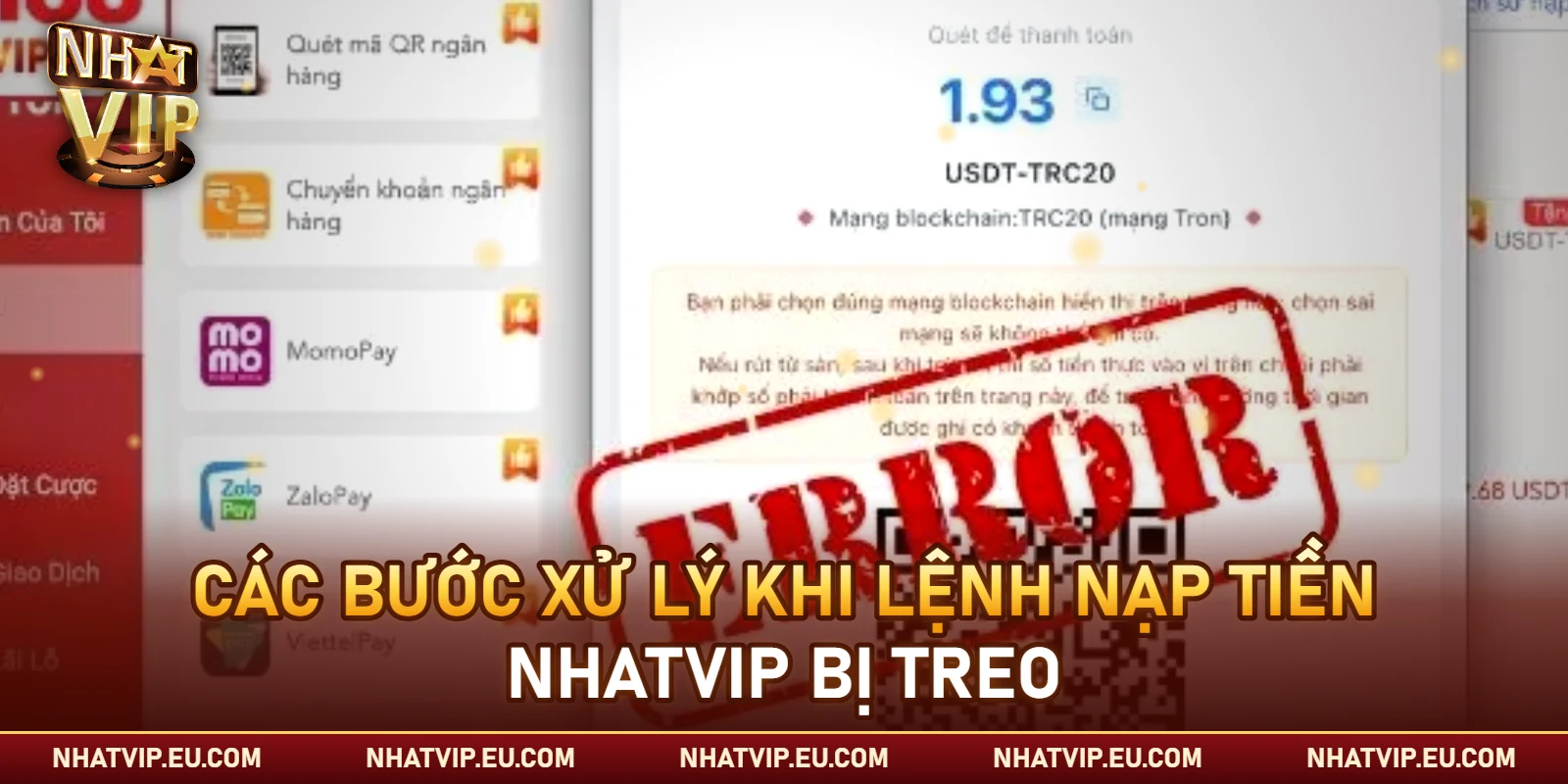 Các bước xử lý khi lệnh nạp tiền Nhatvip bị treo