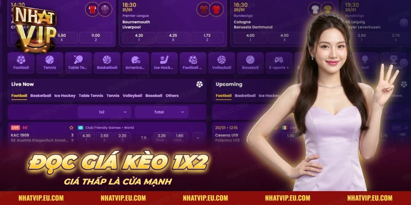 Các trận bóng đá kèm giá cửa 1, X, 2 trên sảnh thể thao