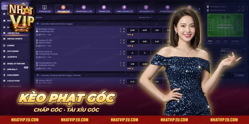 Trận bóng đá trong sảnh thể thao kèm các cột giá, nơi tìm nhóm kèo phạt góc