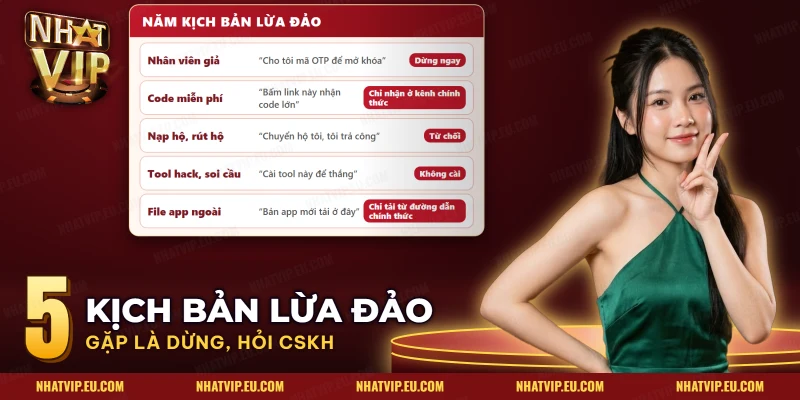 Năm kịch bản lừa đảo nhắm vào tài khoản Nhatvip: nhân viên giả, code miễn phí, nạp hộ, tool hack, file app ngoài