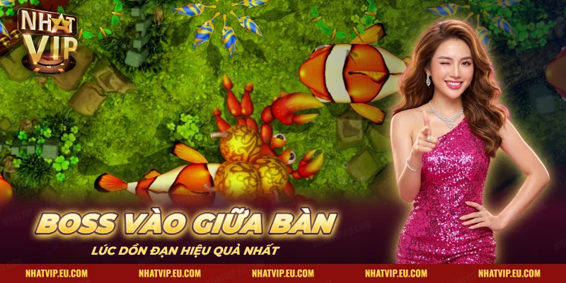 Boss càng cua ôm quả cầu vàng bơi vào bàn bắn cá Nhatvip cùng đàn cá hề